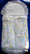 Pram Nest Vintage Carrycot Liner Teddy Bear Balloon Baby Nursery Quilt Bag '80s