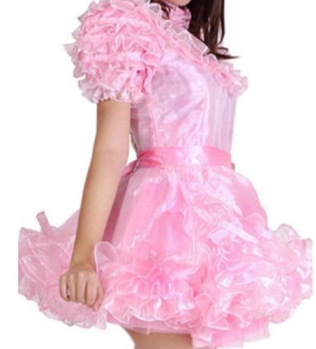 Girl maid sissy pink - , satin