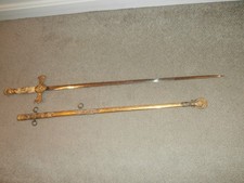 Vintage Masonic Knights Templar ? Sword w/ Brass Scabbard  P E HILL Erie PA ??