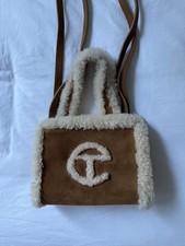 Ugg X Telfar Bag Orange Small Leather Shopper Cross Body Straps Sheepskin Trims