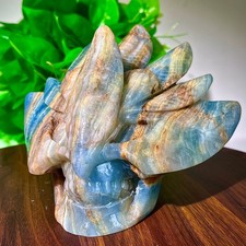 3.3lb Hand carved natural turquoise and sapphire for spiritual healing