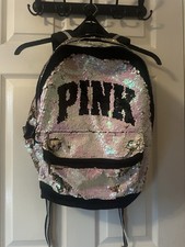 Victorias Secret PINK CAMPUS Backpack BLING SILVER GOLD SEQUINS- Never used