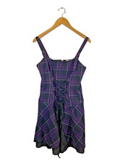 Lip Service Y2K Punk Mall Goth Plaid Dress Purple Black Lace Up Corset Large