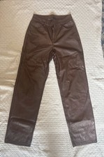 Women Brown Faux Leather Pants