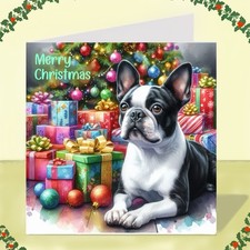 Boston Terrier Dog Christmas Card