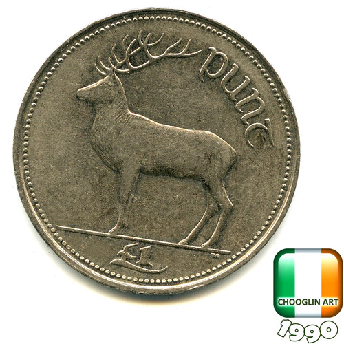 Irish 1990 punt 1 coin - punt,