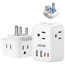 LENCENT Foldable India Travel Plug Adapter, US to India Power Plug Adapter wi...