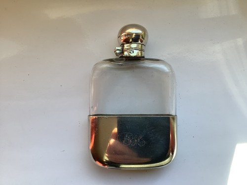 Antique solid silver hip flask - antique,