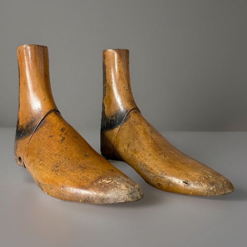 Pair antique wooden shoe lasts - shoe,