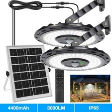 LED Solar Pendant Hanging Light Panel Powered Lamp Garage Garden Yard Shed Lamp