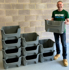 Plastic Order Picking Parts Storage Bins Boxes With Scooped Front Stack & Nest