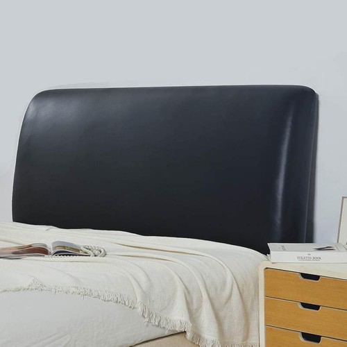 Black leather headboard - leather,