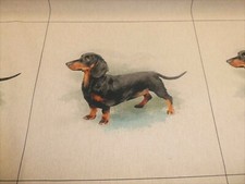 DACHSHUND CUSHION PANELS and All Over Design in Linen Look Cotton Fabric