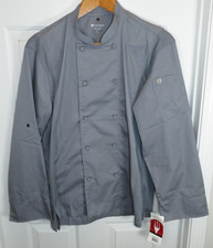 *NWT* Chef Works Executive Chef Jacket/Coat Size LG Vented French Cuffs Gray