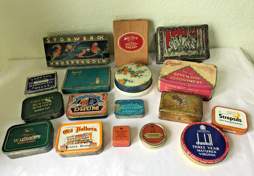 Antique vintage tins boxes - tins,