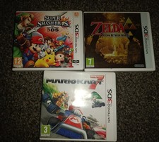 Nintendo 3DS Lot - Zelda Link Between Worlds, Super Smash Bros & Mario Kart 7