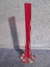 VINTAGE STUDIO GLASS ~ Twist Stem Vase, Red/Clear, 1970's ? , 28.5cm high, sp.G
