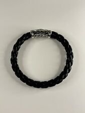 DAVID YURMAN Sterling Silver & Black Braided Chevron Rubber Magnetic Bracelet