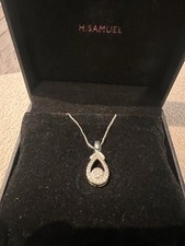 H. Samuel Sterling Silver 925 Real Diamond Necklace And Pendant