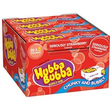 Hubba Bubba 20 X 5pcs Strawberry Flavour Bubble Gum FULL CASE BBE: 12/08/2025