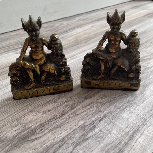 Brass pixie bookends - pixie,