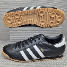 Adidas Rom 2011 Trainers UK 11 Men's Black Leather Gum Sole Retro Originals