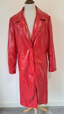 MISS SELFRIDGE - Red Shiny Faux Leather PVC Button Up Rain Coat Mac - Size 12