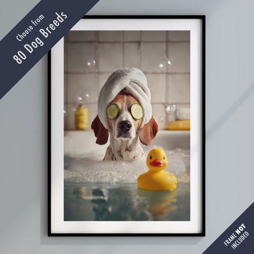 Funny dog bath print - dog,