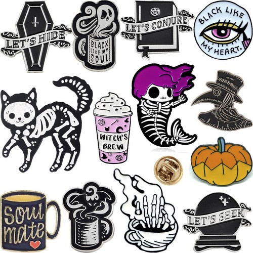 Dark gothic enamel lapel - lapel, pin