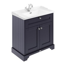 Old London 800mm Floor Standing Vanity Unit & Basin Twilight Blue Traditional