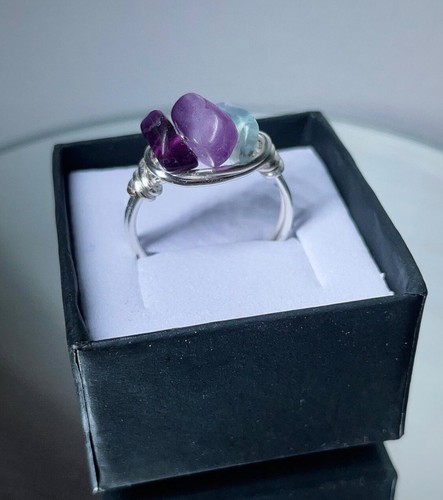 Rainbow fluorite ring - rainbow,