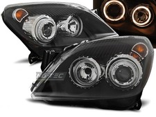 Coppia di Fari Anteriori per Opel ASTRA H 2004-2009 Angel Eyes Neri IT LPOP72-ED