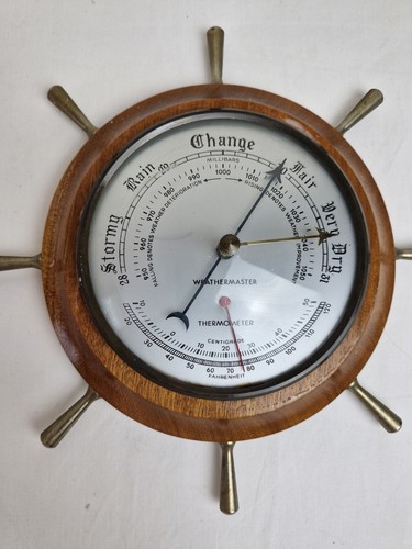 Vintage ships wheel barometer - vintage,