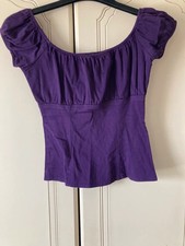 Pinup Girl Clothing Couture Vintage 50s Peasant Top Laura Byrnes Purple