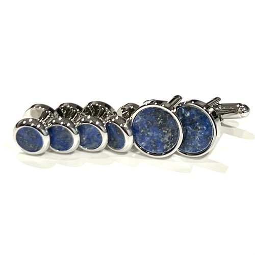 Round lapis lazuli cufflinks - lapis,