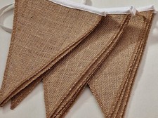 HESSIAN Fabric BUNTING with over-locked edges /Wedding/Party/Birthday/Handmade