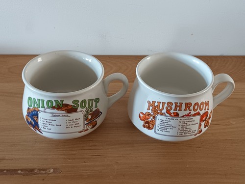 Retro soup bowls with handles - bowls,