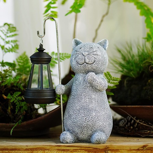Solar cat garden ornament - cat,