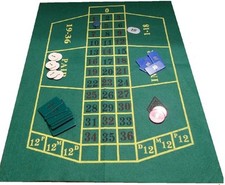 REVERSABLE BLACK JACK AND ROULETTE FELT / BAIZE LAYOUT 60 by 46 cm (approx)