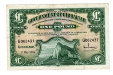 GIBRALTAR 1 POUND NOTE 01/05/1965 P18 ROCK VF GOOD CONDITION