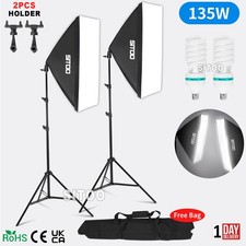 2×135W Softbox Lighting Kit Continuous Light Stand Video Photo Soft Box Studio