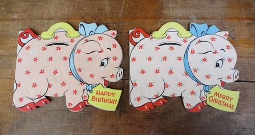 1946 piggy bank cardboard - bank,