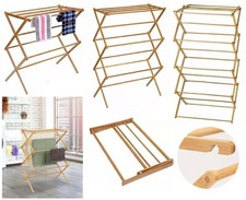 Bamboo Wooden Clothes Airer Vintage Folding Horse Laundry Drying Rack 2,3,4 Tier