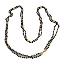 VINTAGE Traditional Mangalsutra Black Bead Gold-Tone Necklace Indian Wedding 15g