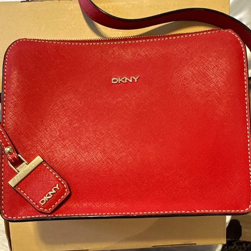 Dkny red leather crossbody bag - red,