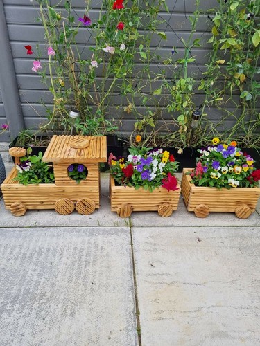 Wooden garden planter train - wooden,