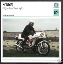 1975 Norton 850 John Player JPS 828cc Motorcycle Photo Spec Sheet Card