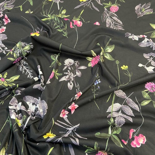 Fs671 black mustard floral - mustard,