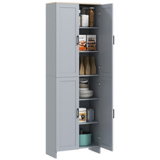 Kitchen Cupboard Storage Pantry Larder Cabinet Dinning Room 4 Door Shelves Grey 