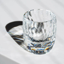 Italy Crystal Whiskey Glass Shiny Hand Cut Rock Drinking Glass 7oz Clear